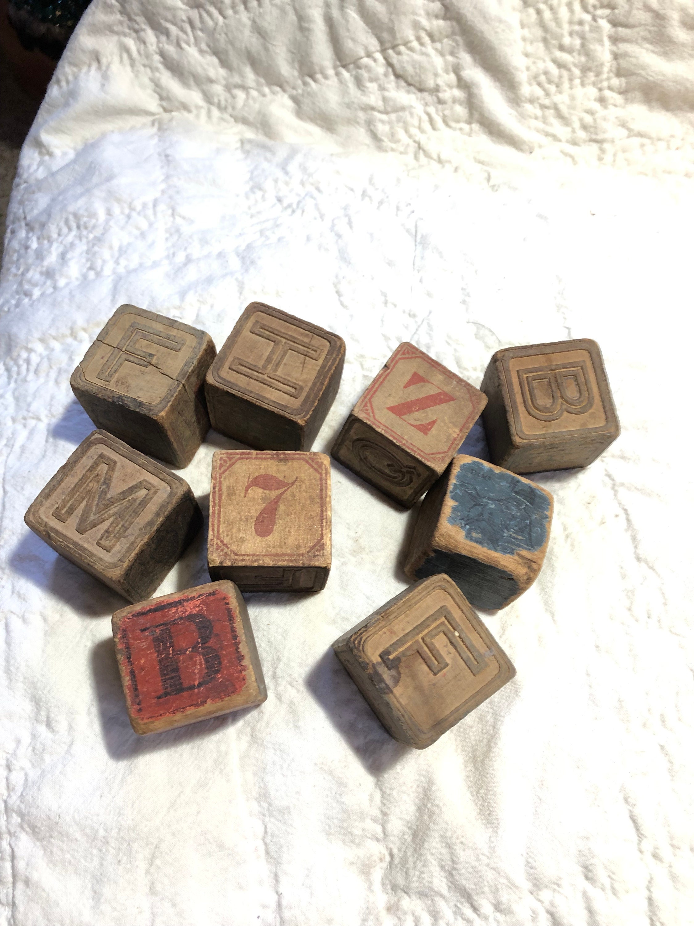 Wooden Children S Alphabet Blocks Antique Child Learning