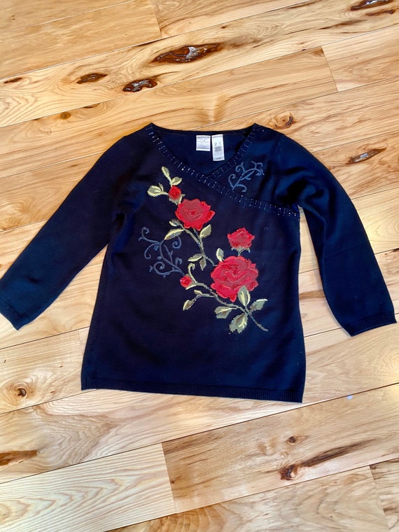 pullover mit perlen bestickt