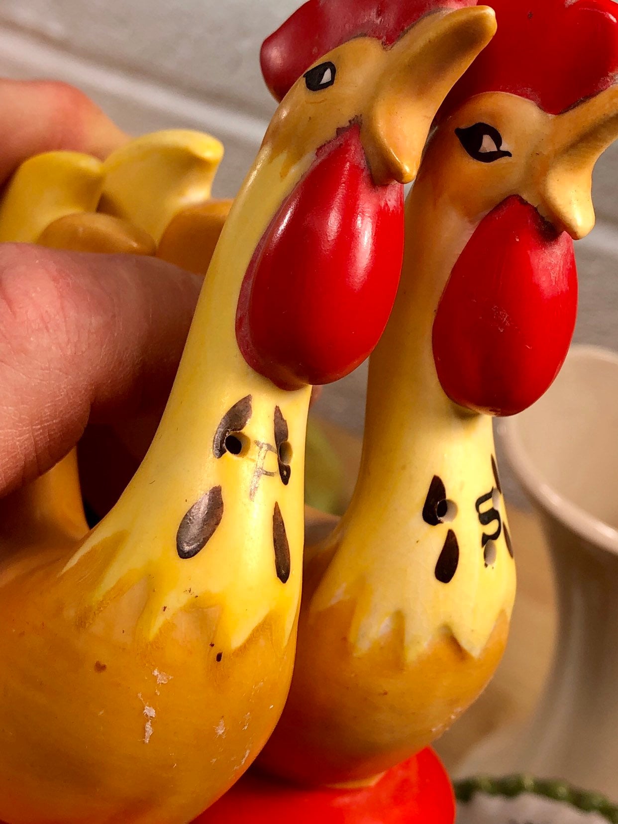 Rooster Salt and Pepper Shaker Set, Mid Century Holt Howard Roosters