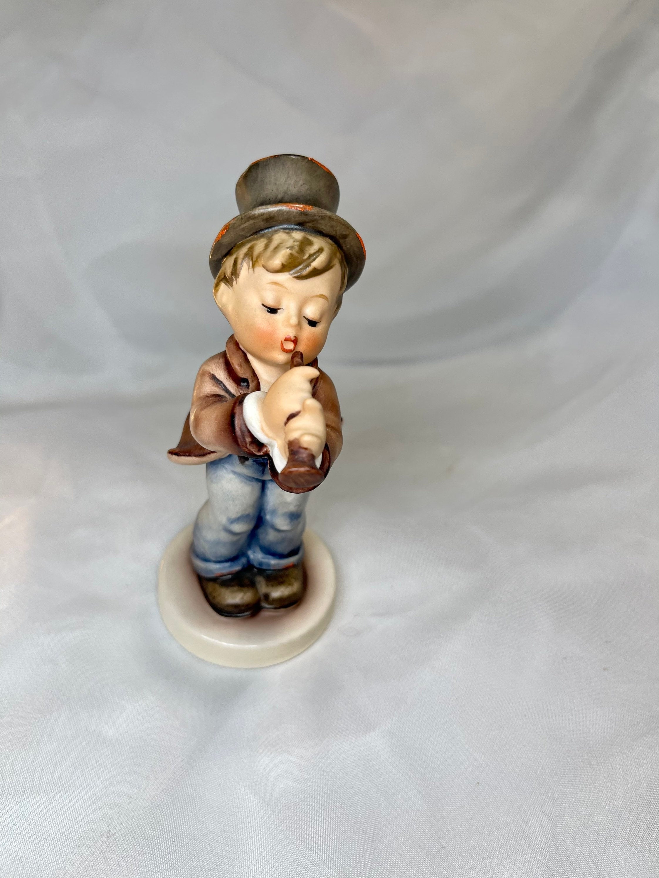 Hummel Figurine, Boy With Horn Collectible Statue, M I Hummel Porcelain