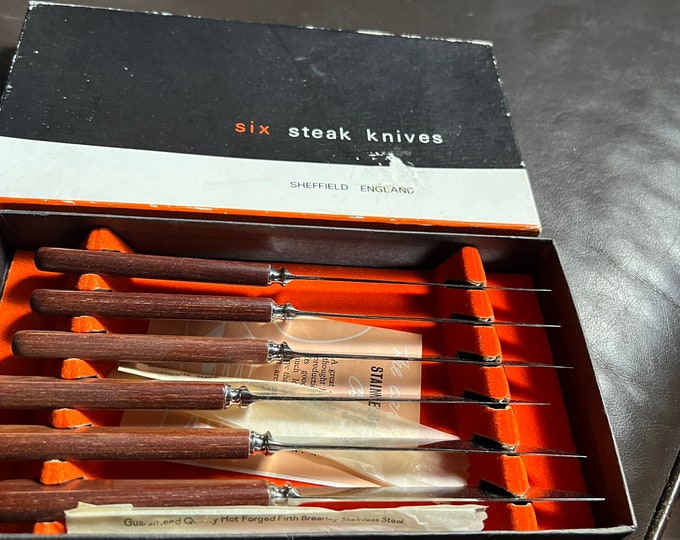 Steak Knives, Set Of 6, Vintage Gift Set For Him