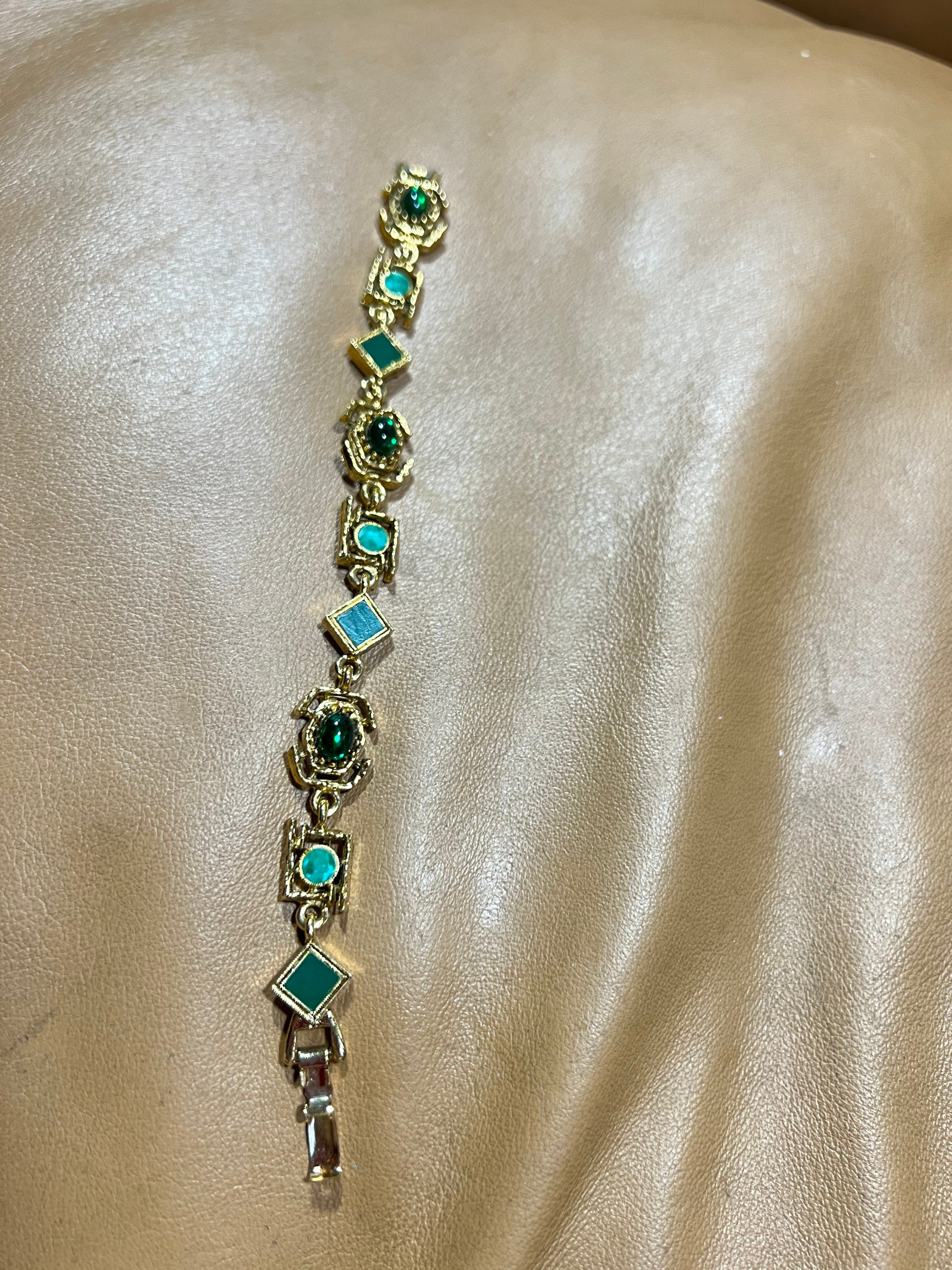 Green Costume Jewelry Bracelet, Vintage Mid Century Jewelry