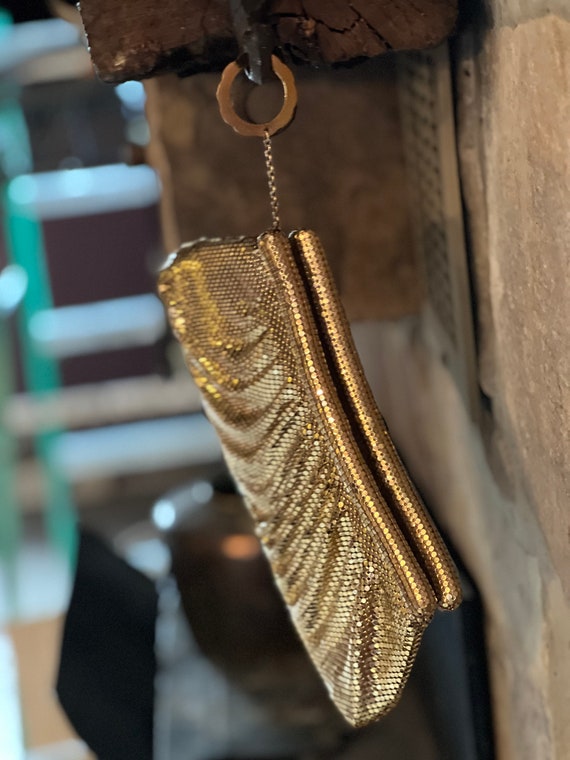 Gold Clutch Handbag,  Whiting and David Metal Mesh - image 1