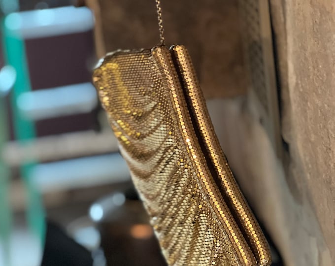 Gold Clutch Handbag,  Whiting and David Metal Mesh