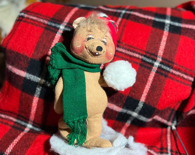 Annalee Christmas Bear, Holiday Decoration Collectible, Winter Figurine