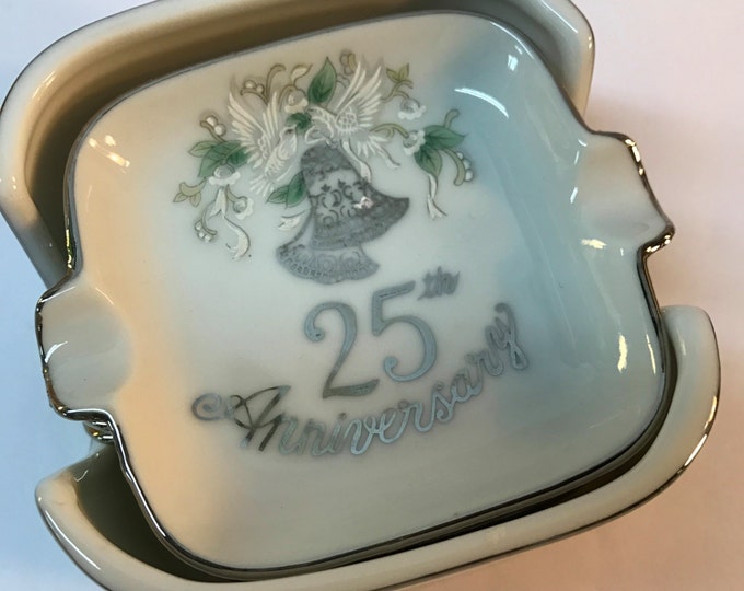 Ash Tray Set, Vintage Lefton China, 25th Anniversary Gift