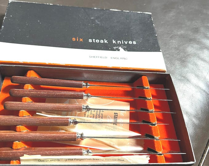 Steak Knives, Set Of 6, Vintage Gift Set For Him