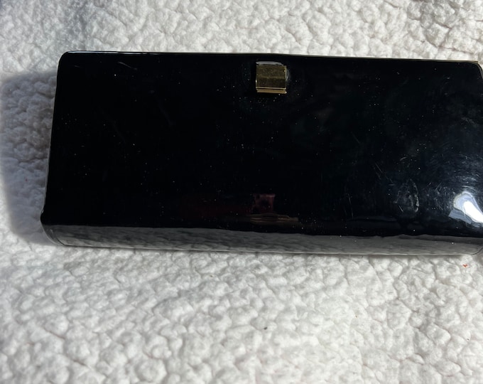 Black Patent Leather Clutch Purse, Vintage Formal Party Bag