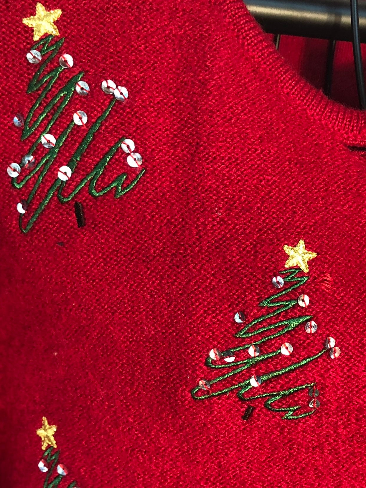 Red Christmas Tree Cardigan Sweater