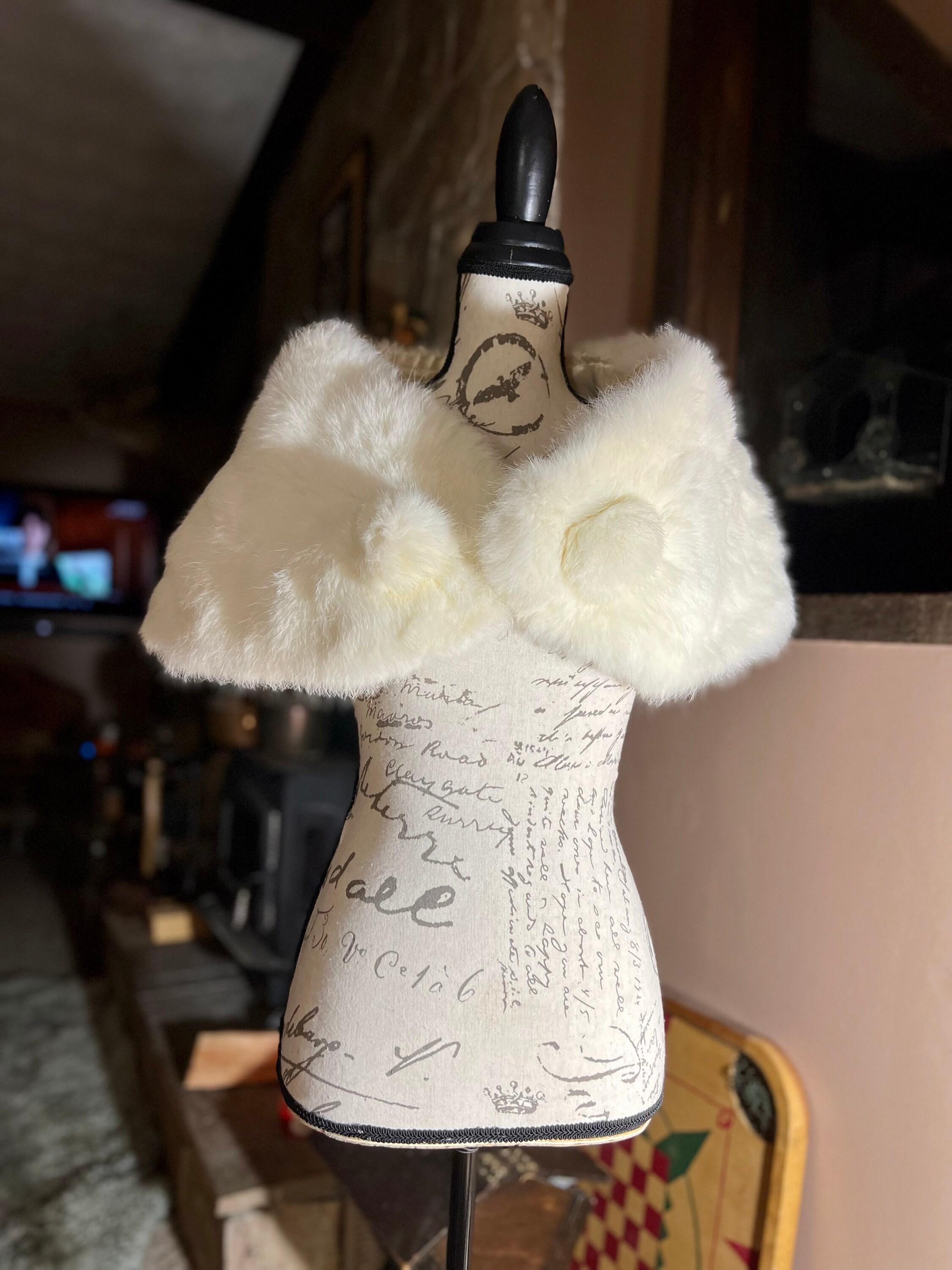 white rabbit fur shawl