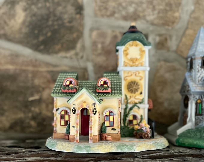 Clock Tower Candle Holder, Old World Village Victorian Home Decor, Tea Light