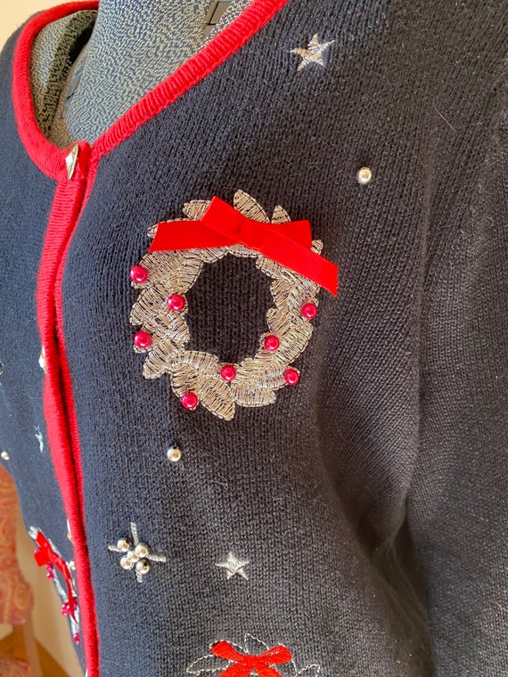 Christmas Wreath Sweater, Holiday Party Cardigan,… - image 7