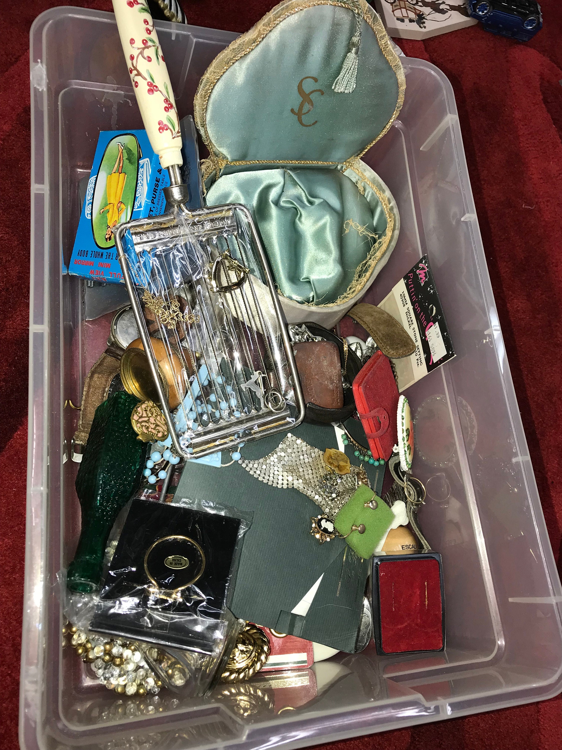 Craft Supplies, Vintage Home Items Lot, miscellaneous vintage supplies box