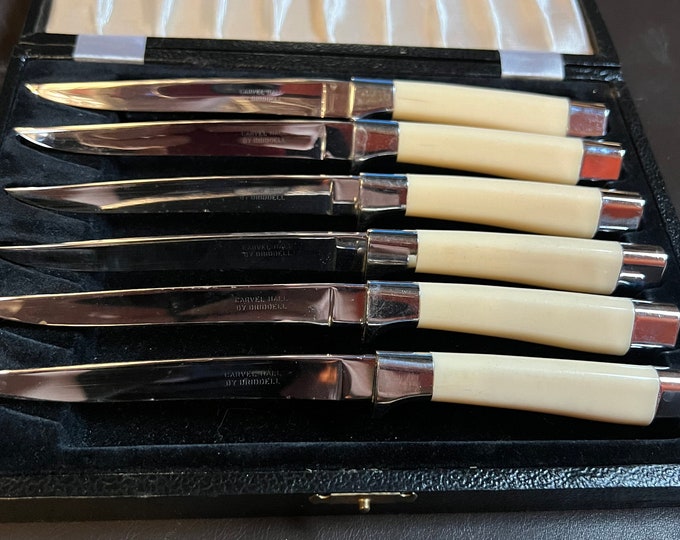 Steak Knives Set Vintage, Mid Century Table Setting, Utensils