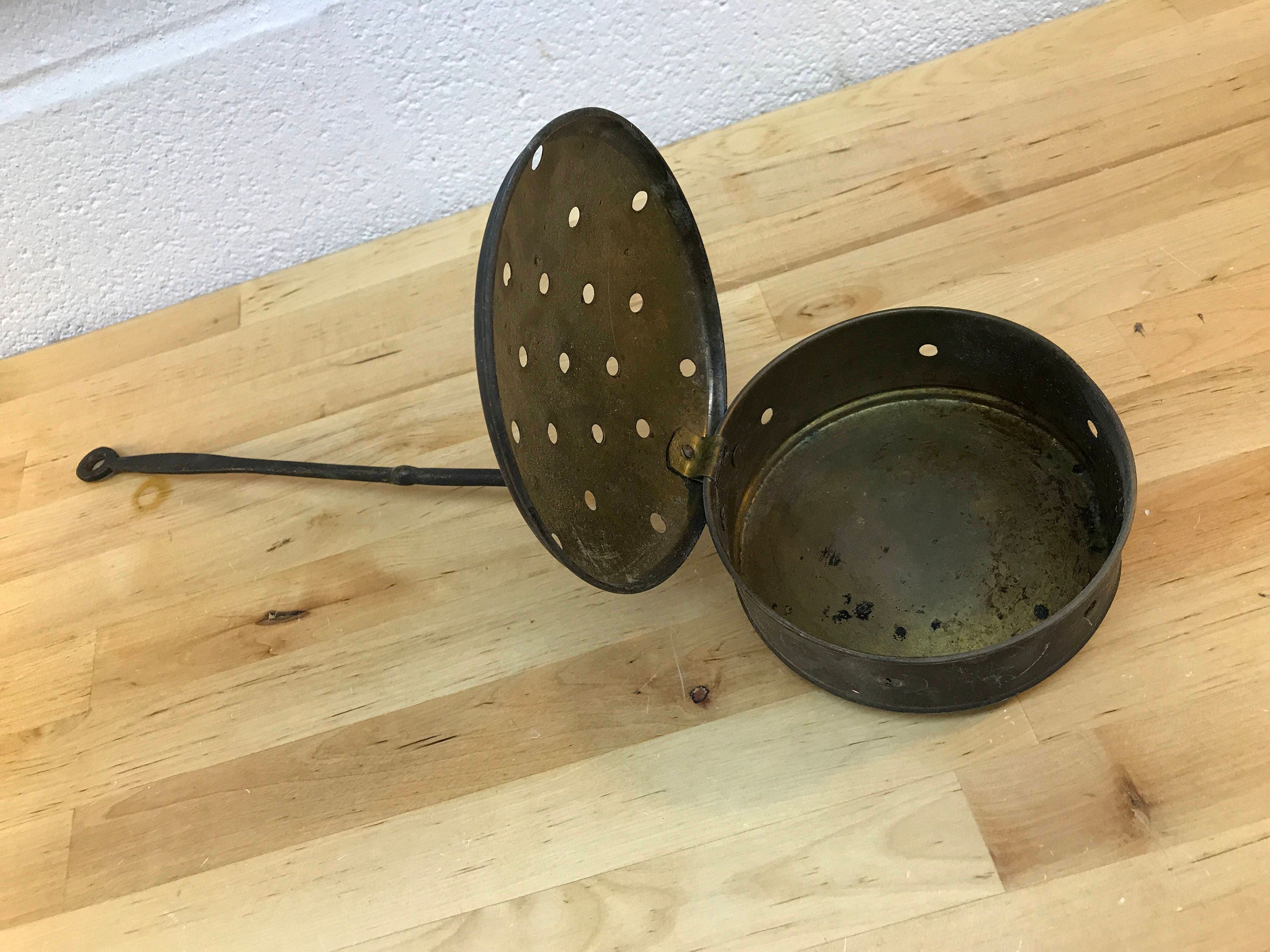 Chestnut roaster fireplace cooking utensil tool brass