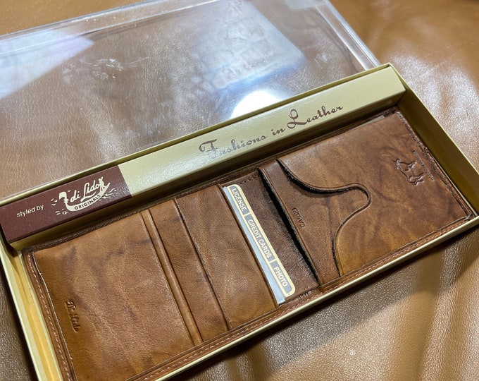 Brown Leather Bifold Wallet, Ranchero Cowhide Billfold, Vintage Gift For Him