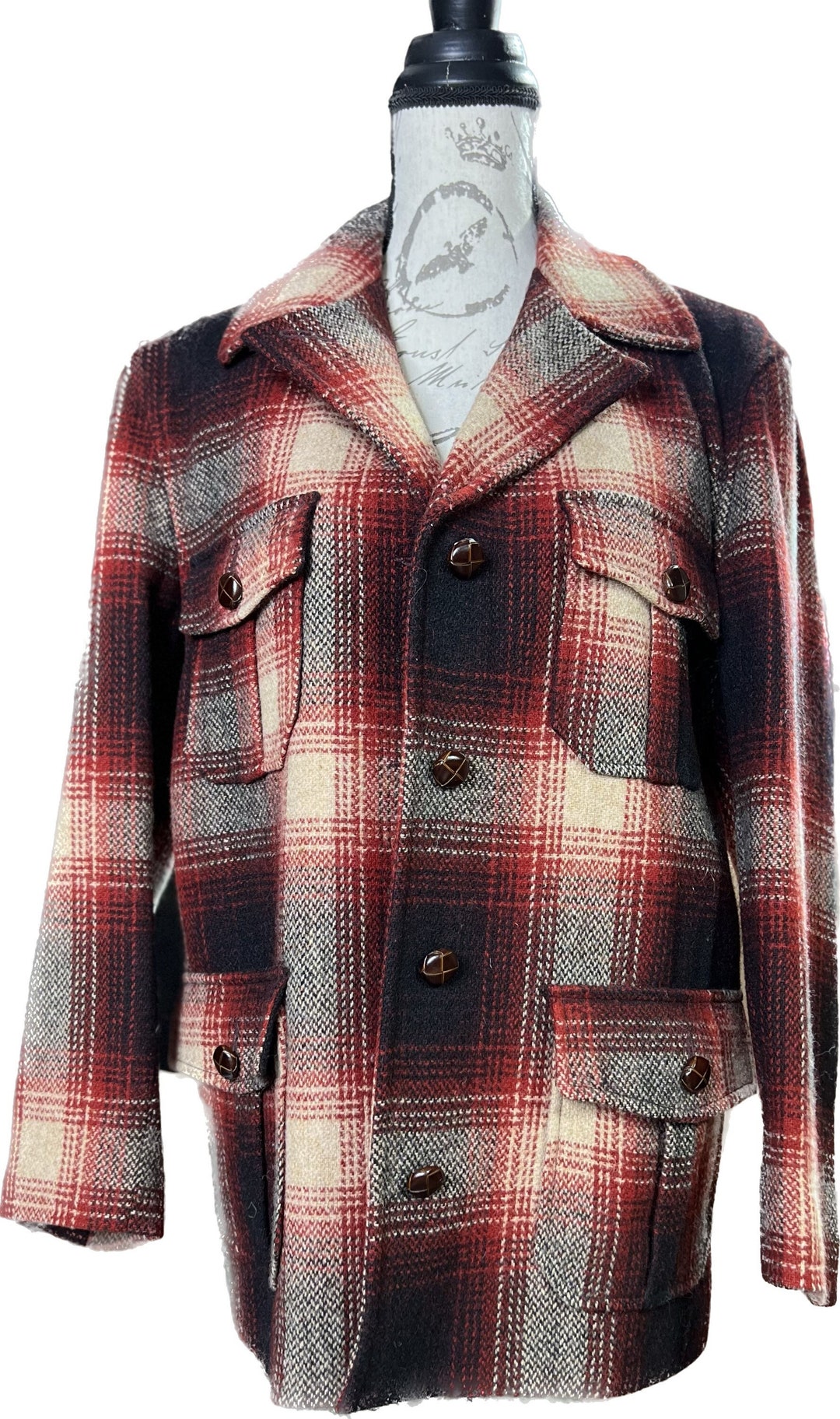 Vintage Checkered Pattern Sweater Coat