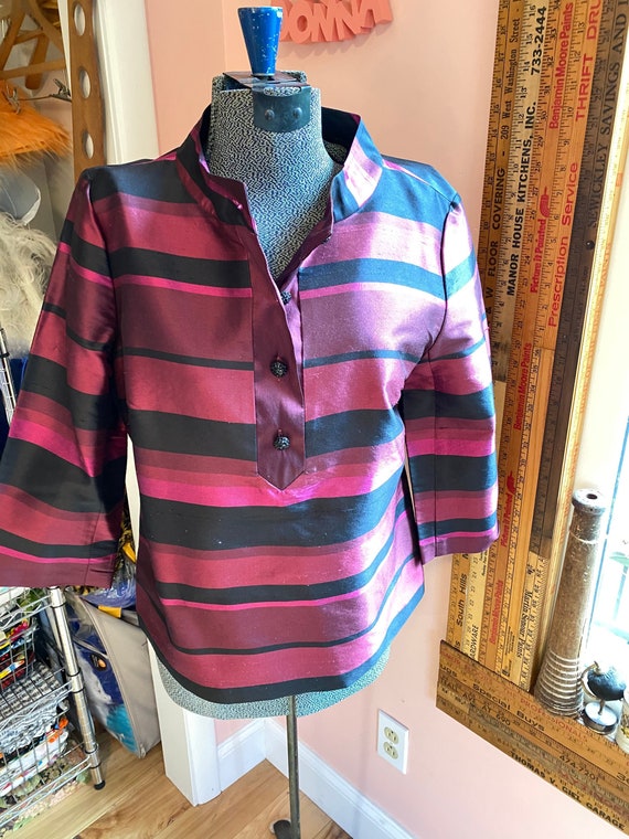 Silk striped women’s shirt, silky blouse