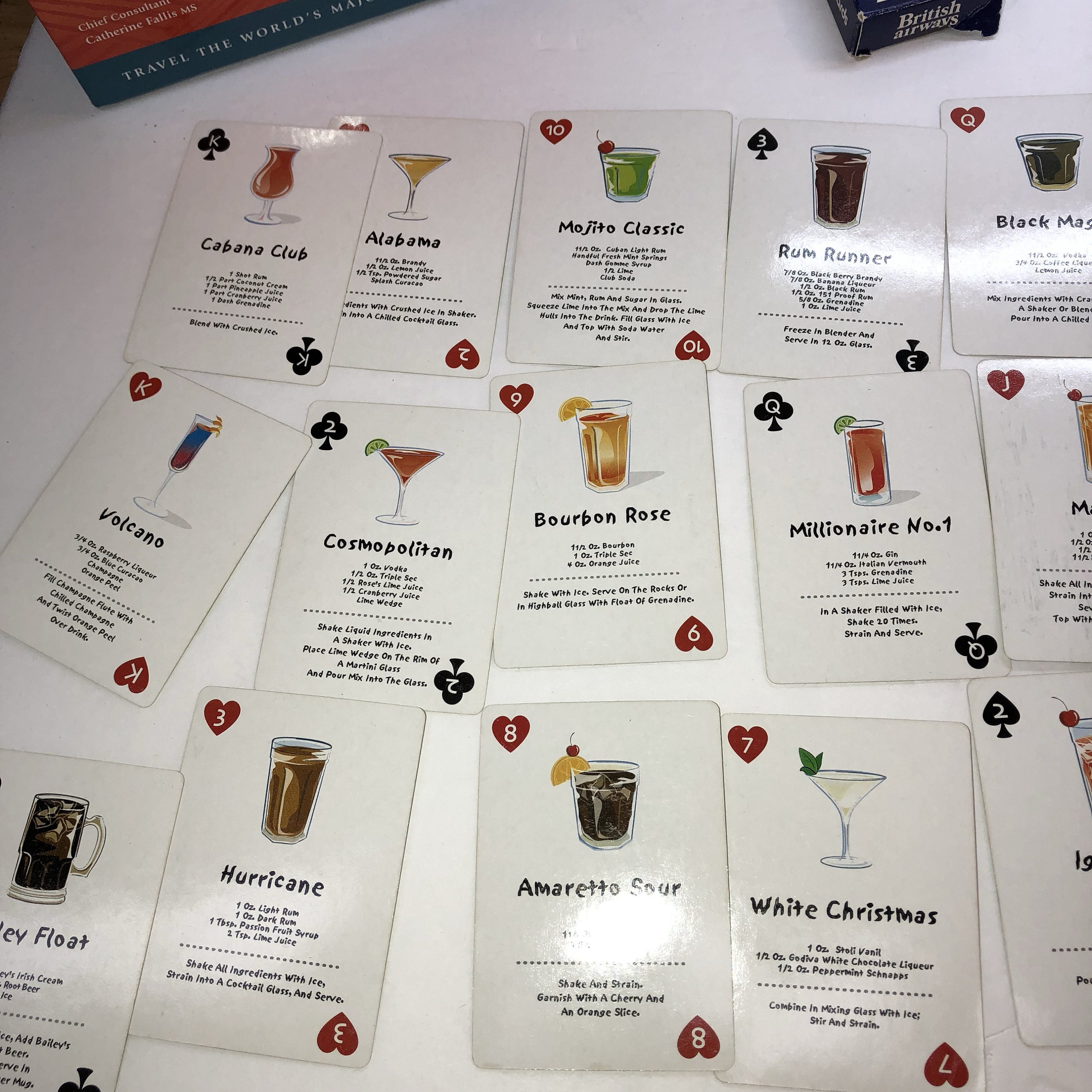 Cocktail recipe playing cards in case / vintage card deck