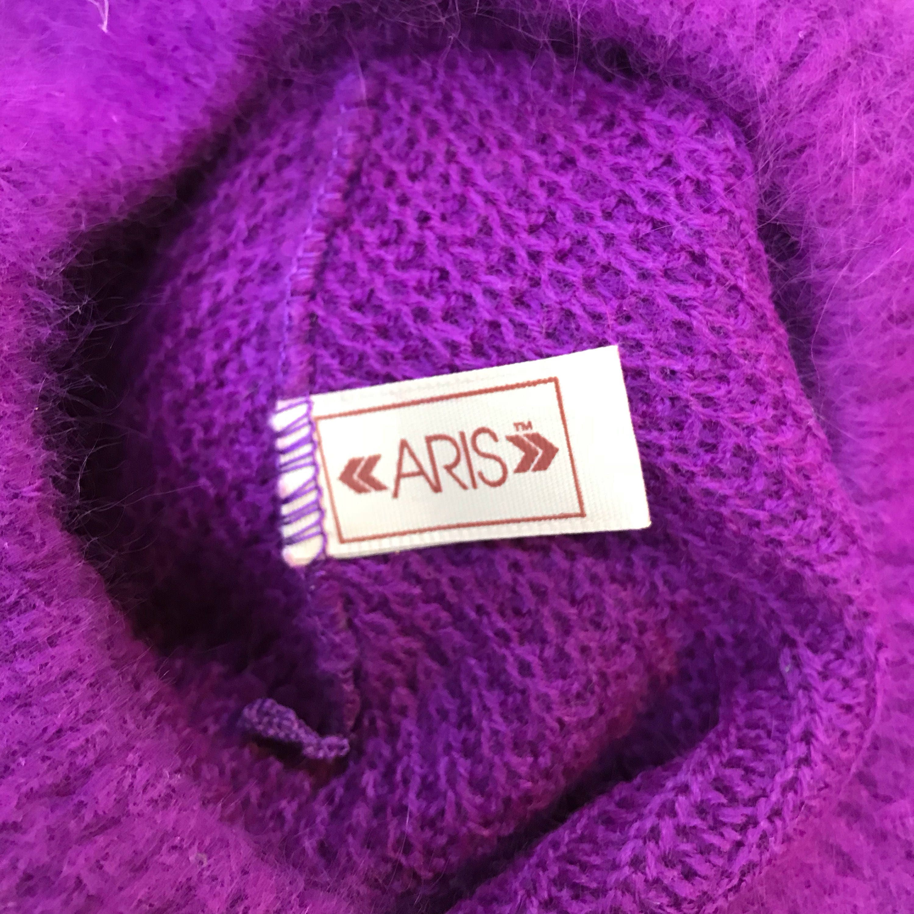 Beret Purple Angora Wool - Retro Aris hat - Winter Women's Hat