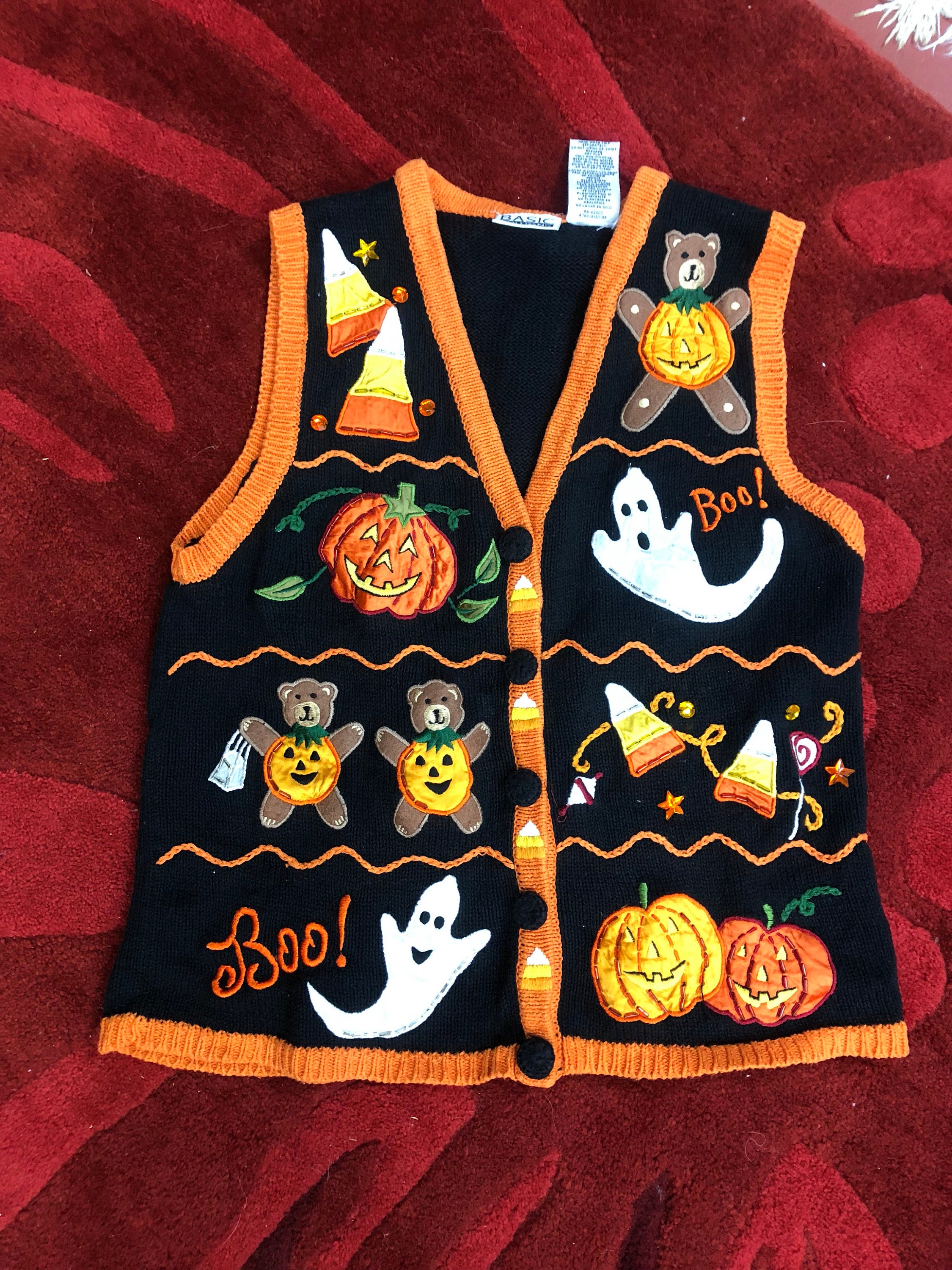 Reserved Halloween Vest with Pumpkins, Ghosts and Candy Corn