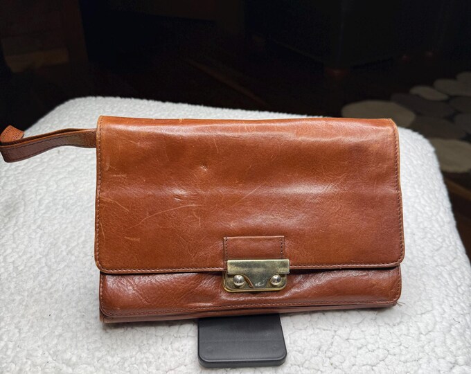 Brown Leather Clutch Handbag, Bond Street Ltd Vintage Purse, Credit Card Cash Holder