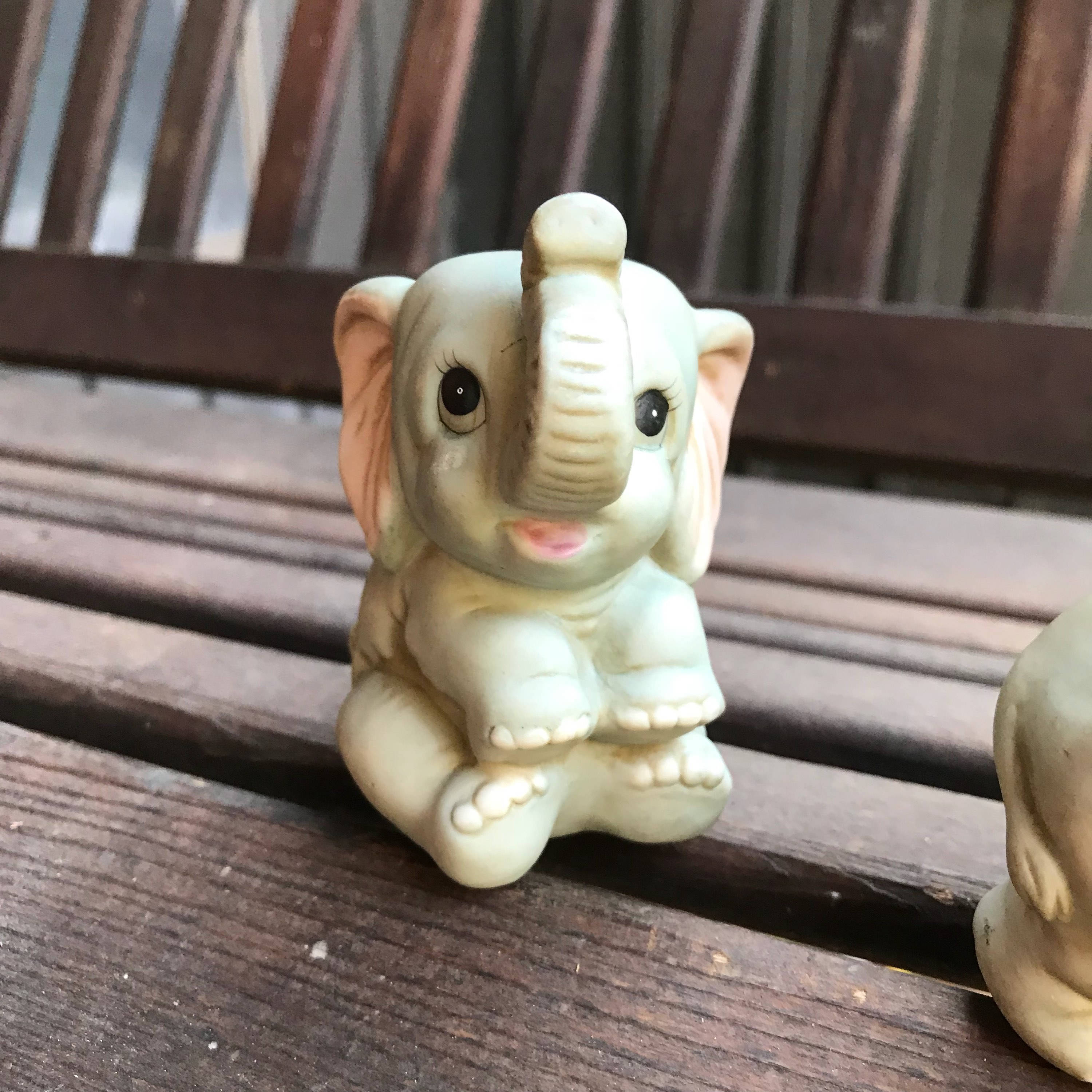 Elephant figurines trunk up good luck, Vintage Elephant statues