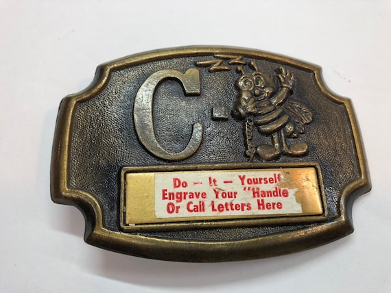 Citizens Ban Radio Belt Buckle, Vintage Brass Bel… - image 1