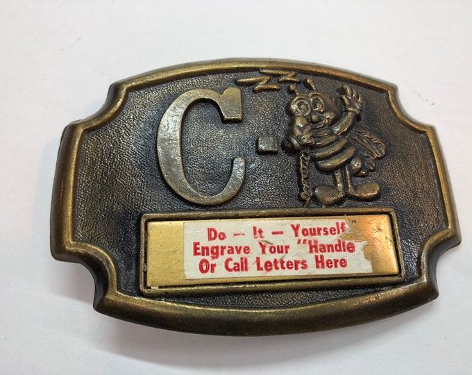Citizens Ban Radio Belt Buckle, Vintage Brass Belt Buckle, C B radio