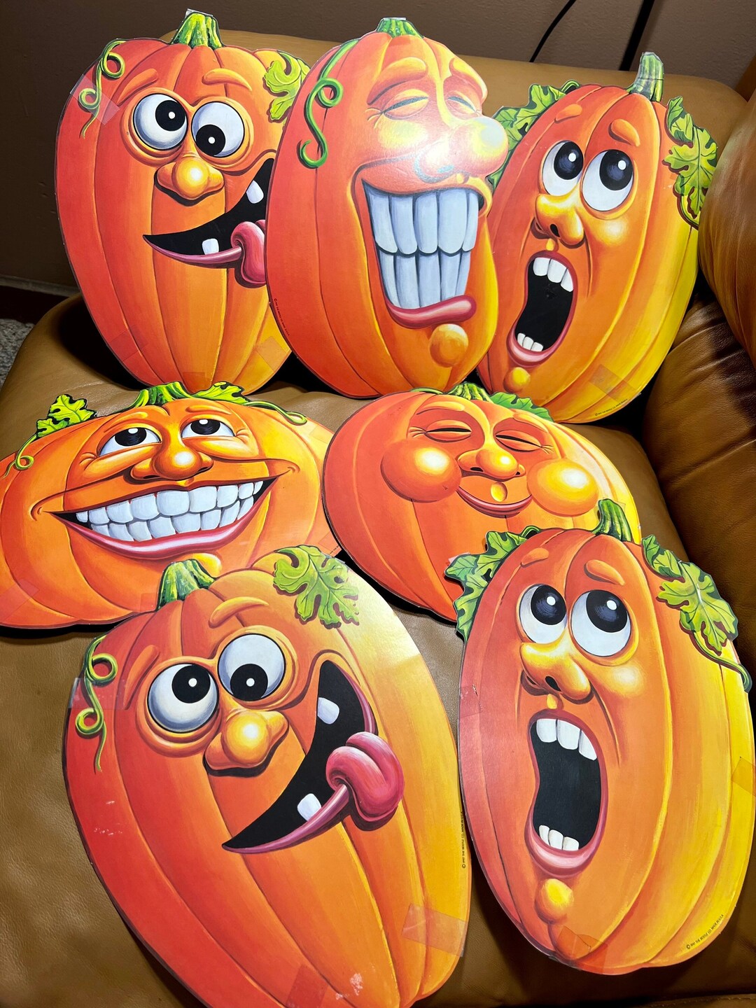 Jack O Lantern Window Decorations, Funny Pumpkin Vintage Halloween