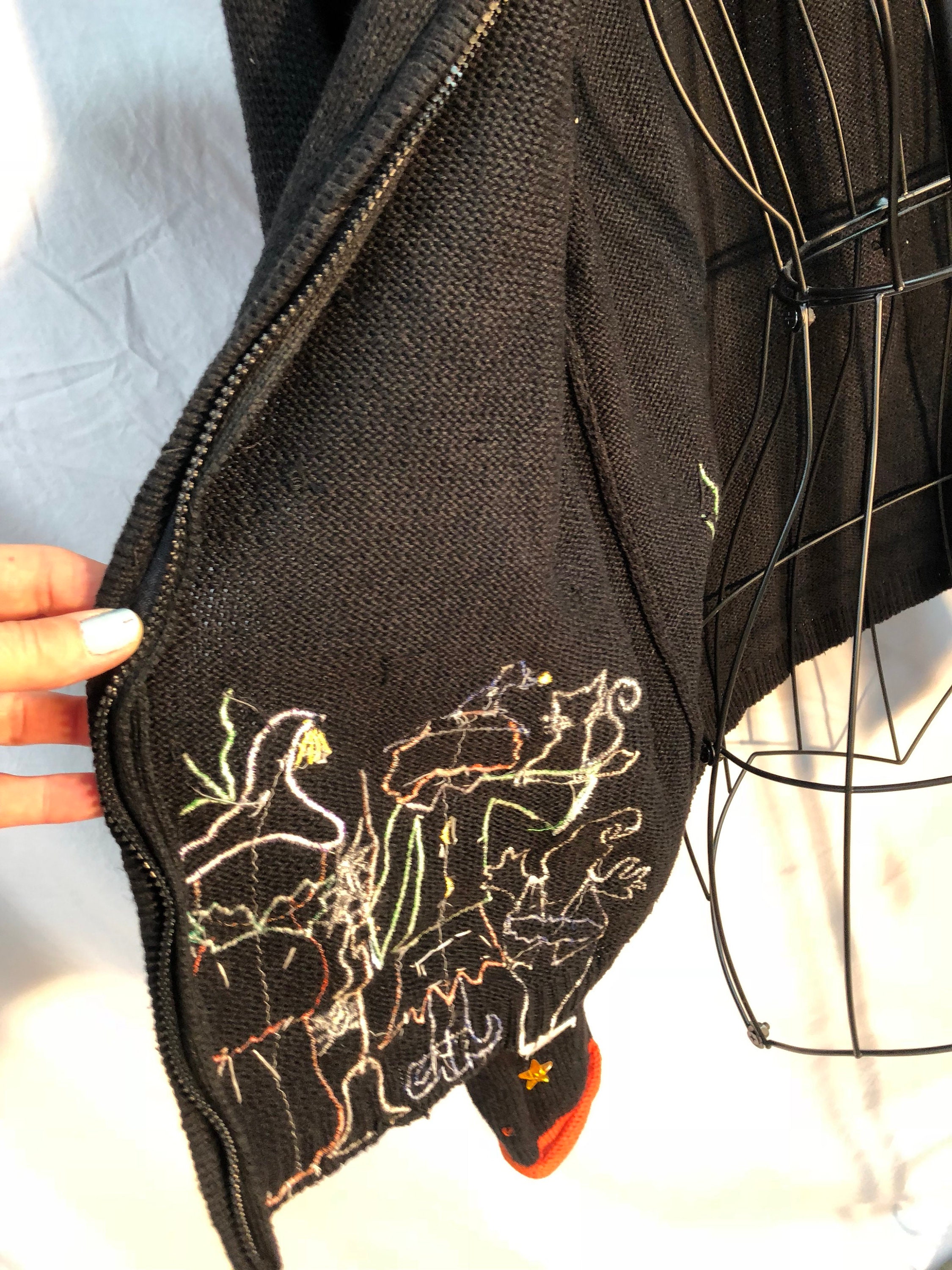 Halloween Cardigan Sweater - Pumpkins black and orange embellishments - Halloween Holiday Sweater