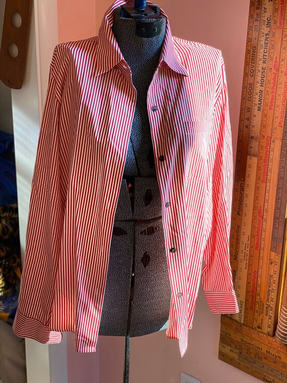 Red and White Striped Silk Blouse Candy 