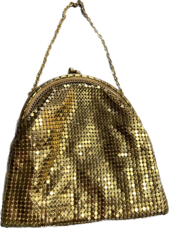 Gold Toned Metal Mesh Handbag, Retro Cocktail Pary