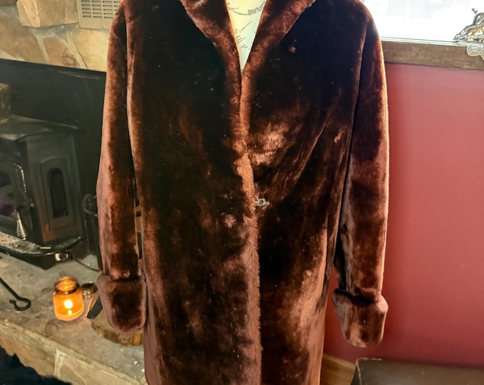 Fur Coat Stroller Mouton Lamb Sheered Brown Lined Formal Casual Unisex