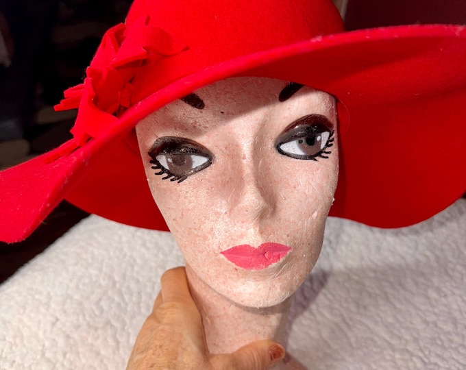 Red Formal Women's Hat, Kentucky Derby Hat, Holiday Wool Dressy Fashion, Charter Club