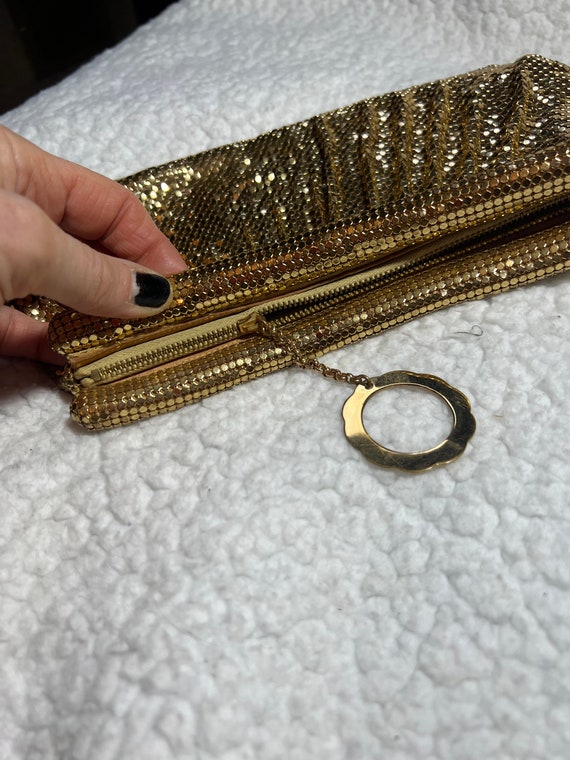 Gold Clutch Handbag,  Whiting and David Metal Mesh - image 5