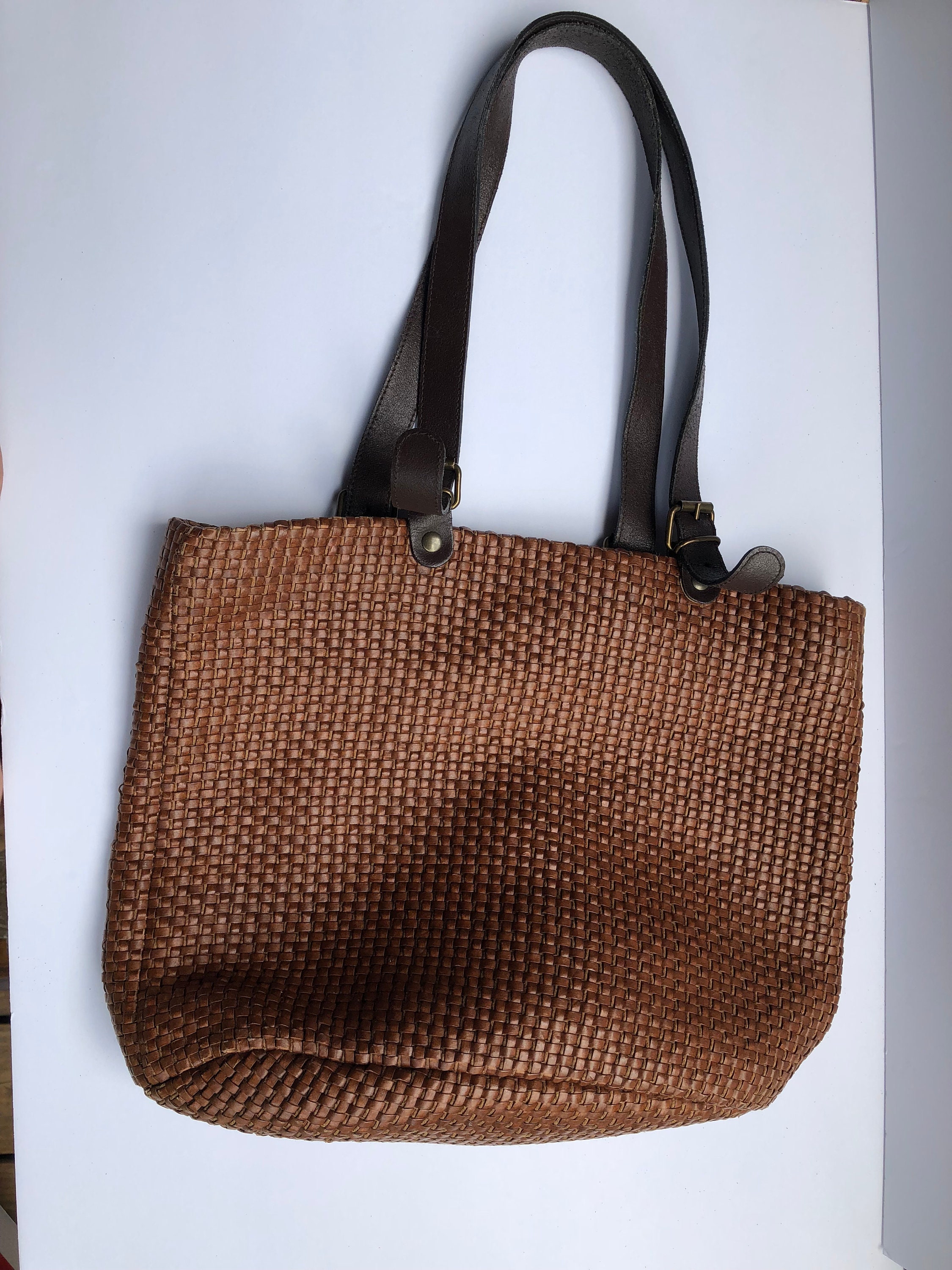 Leather Tote Bag Style Purse - Vintage Maurizio Taiuti Handbag Made In ...