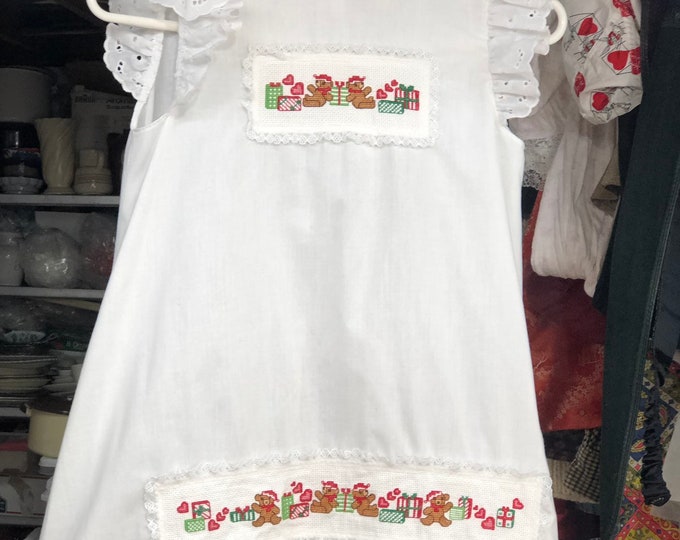 Girl's Christmas Dress, Child Embroidered Holiday Party Smock