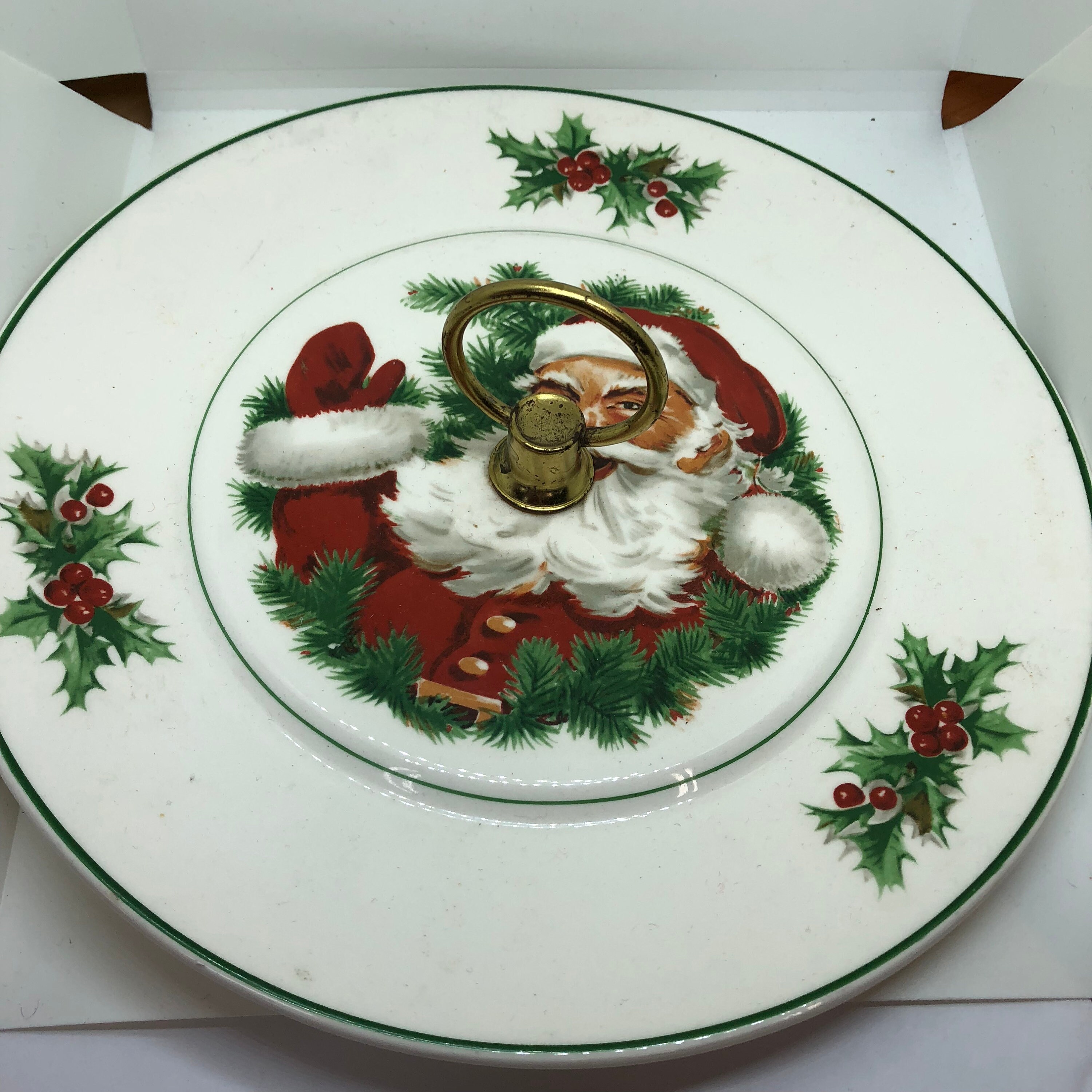 Santa Claus Cookie Plate, Vintage Christmas Decoration, Santa cookies