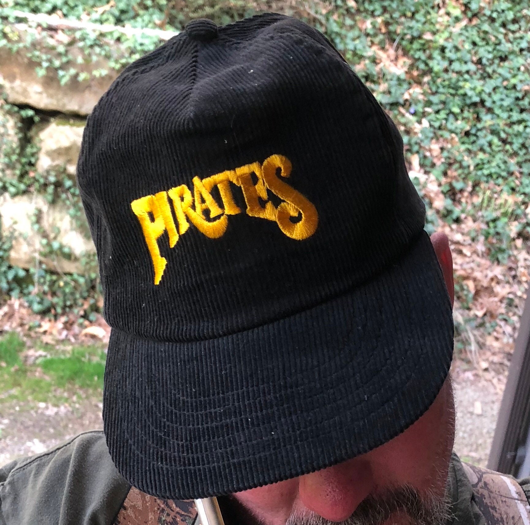 Pittsburgh Pirates Baseball Hat - Vintage Black Corduroy men's baseball hat  - pirates baseball fan - vintage trucker hat - vintage corduroy