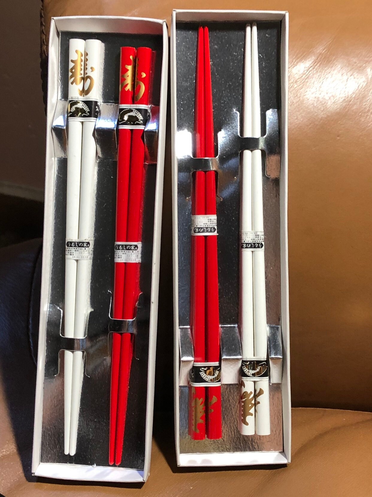 Red and White Chopsticks Fancy Chopstick Set Dinner for 4 Chopsticks