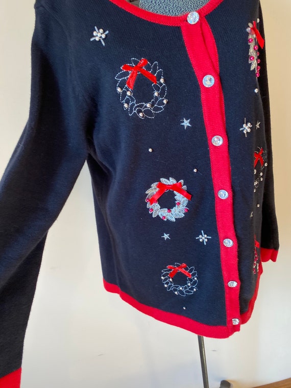 Christmas Wreath Sweater, Holiday Party Cardigan,… - image 10