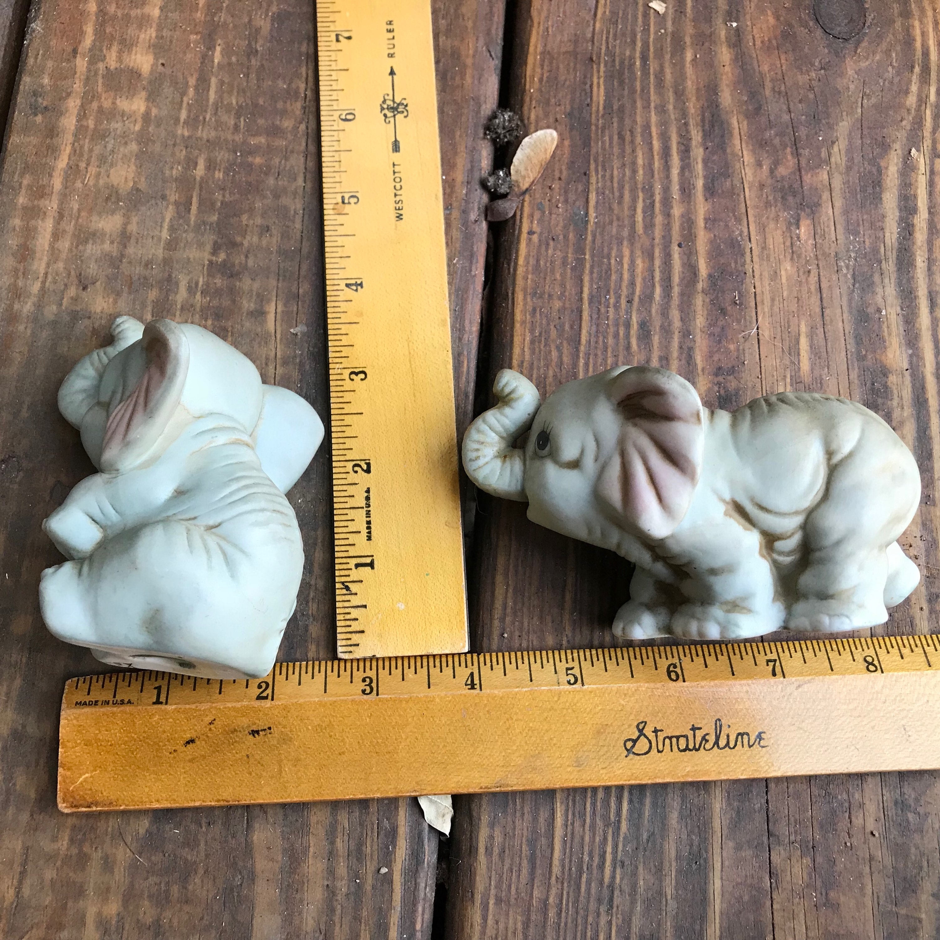 Elephant figurines trunk up good luck, Vintage Elephant statues