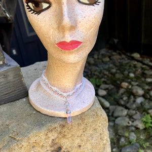 Pink Choker Necklace, Crystal Lace Rhinestone Costume Jewelry, Bohemian