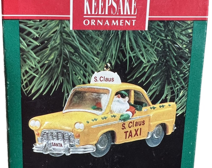 Taxi Cab Christmas Tree Ornament, Santa Claus Holiday Gift