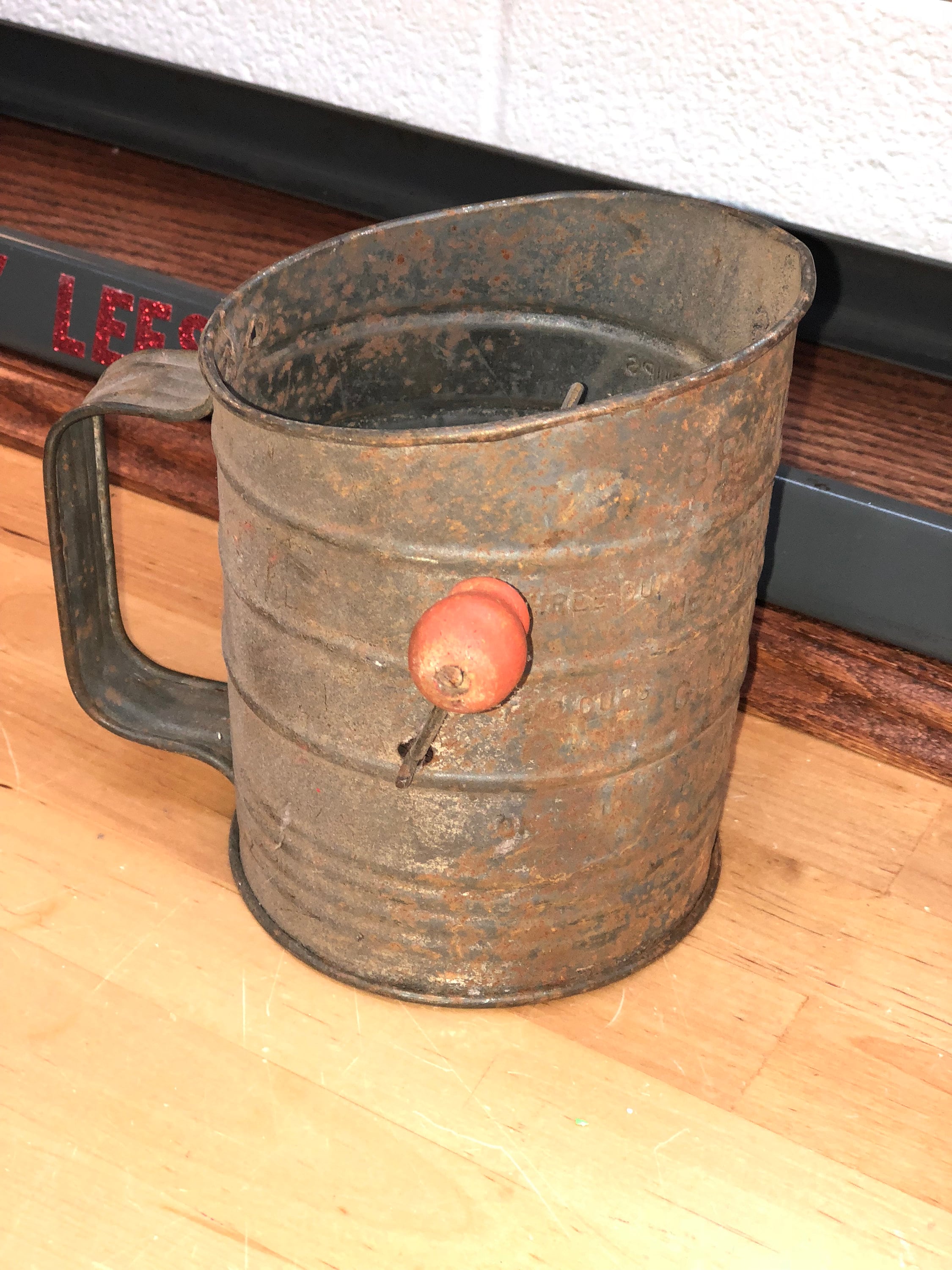 Antique Hand Sifter With Red Handle