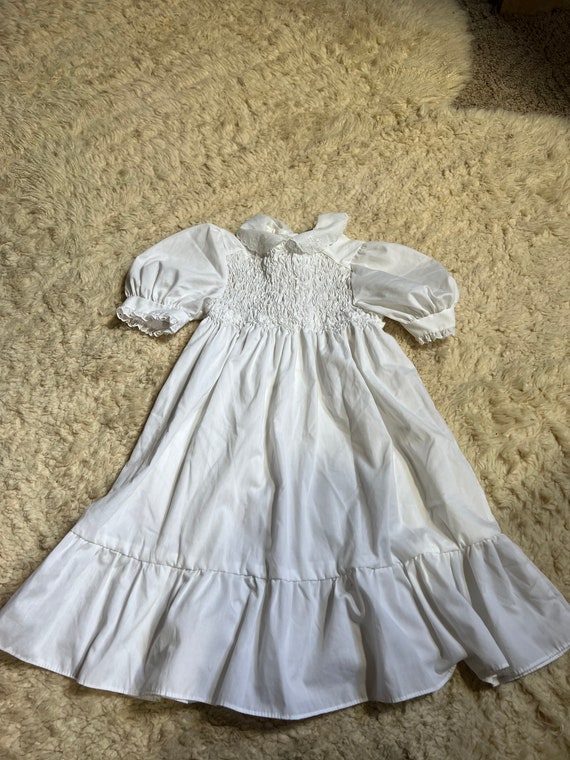 White Toddler Girl Dress, Smocked Vintage Child D… - image 7