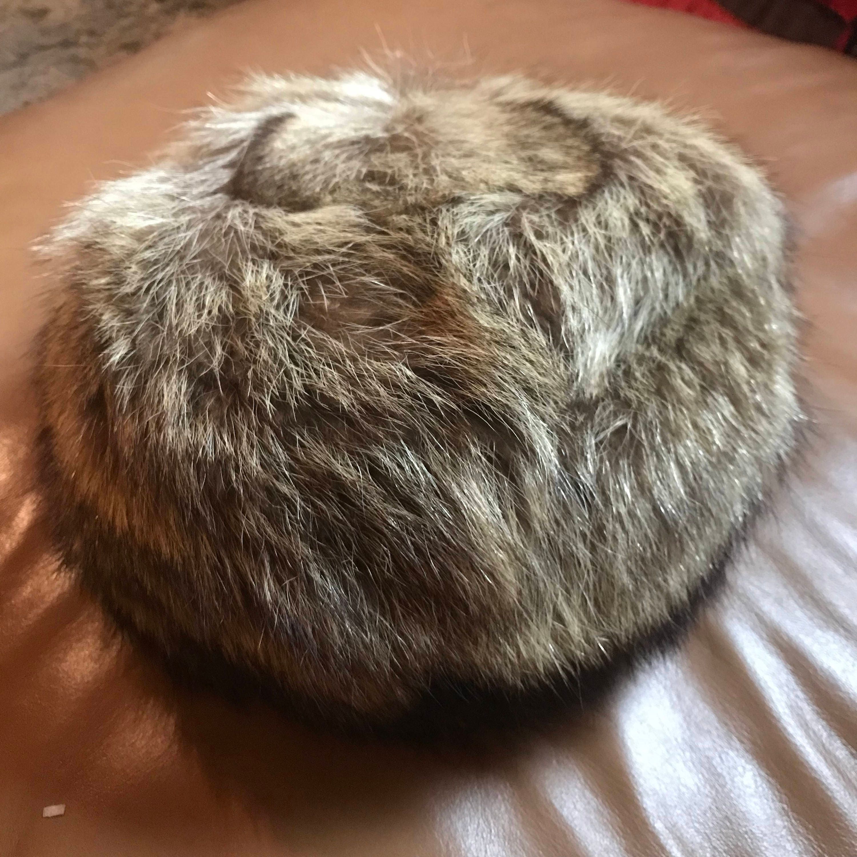 Fur Pillbox Hat, Mid Century Women's Fashion Hat, winter ladies cap