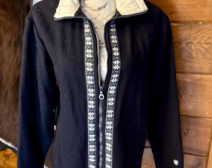 Cardigan Sweater Jacket Black and White Vintage Kuhl Alf Womens Size Large Bergan Wool Black