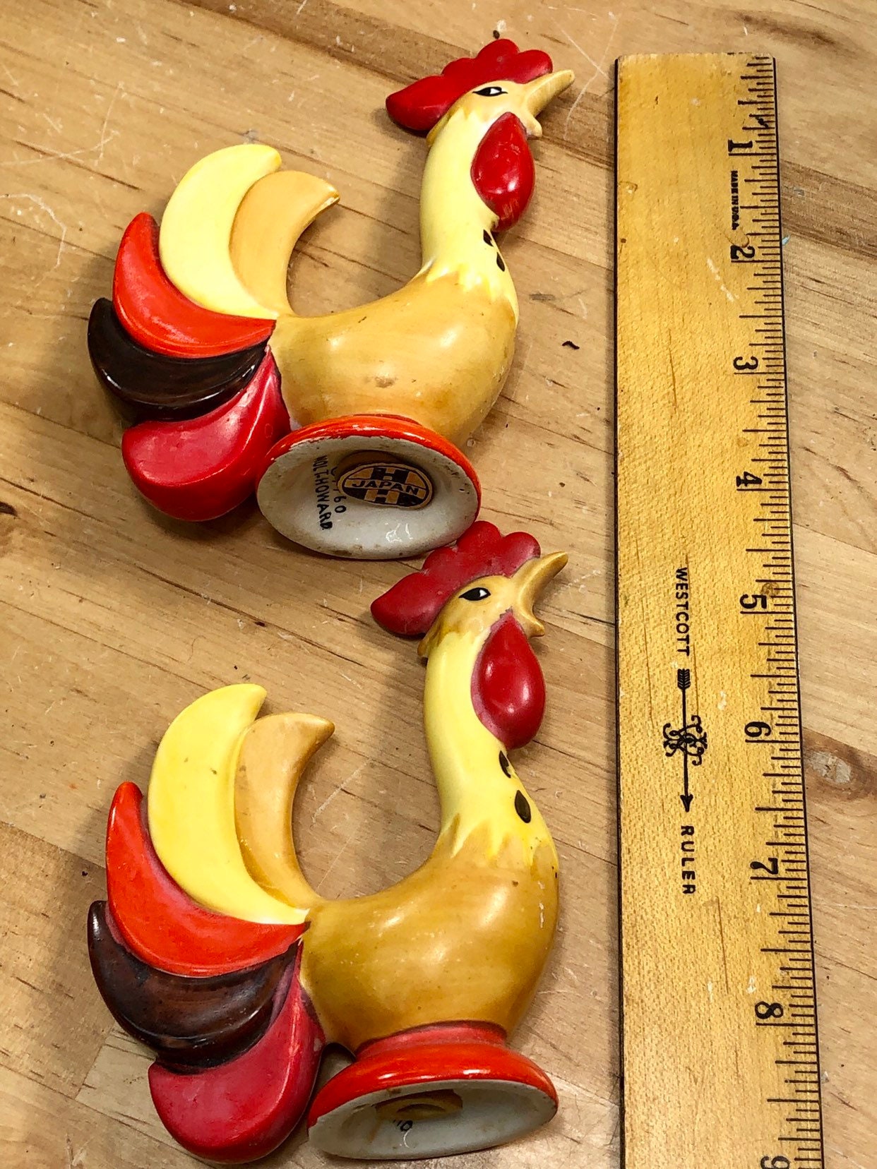 Rooster Salt and Pepper Shaker Set, Mid Century Holt Howard Roosters